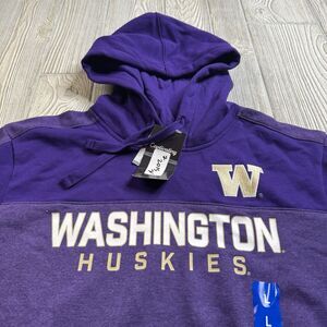 Washington Huskies Hoodie Men’s L Purple Logo Spellout Fleece Captivating New